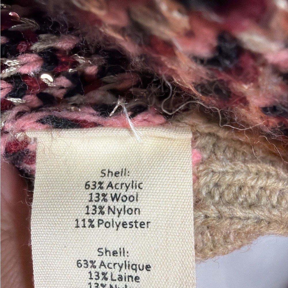 L'AGENCE Maci Sequin Houndstooth Cardigan Burgundy & Cream - Picture 5 of 6